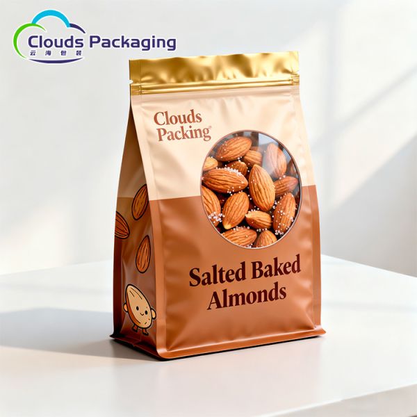 Nuts Dried Food Packaging Pouch Reusable With Flat Bottom