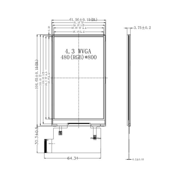 Фабричная цена 4,3-дюймовый RGB TFT дисплей 480x800 пикселей Вертикальный ЖК с резистивным сенсорным экраном
