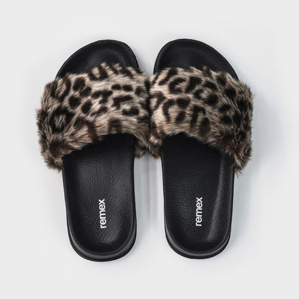 Lady Indoor/Outdoor Slide , Lady Faux Fur Slide , Lady Leopard Faux Fur Slide