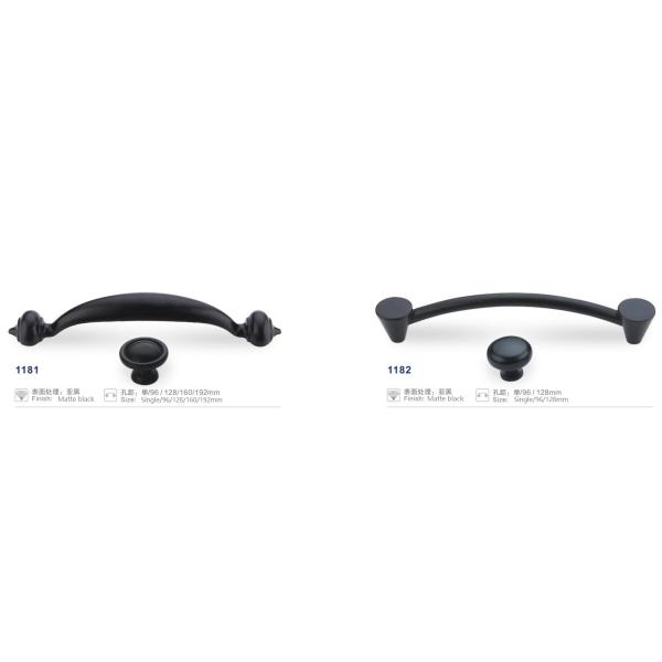 Zinc Alloy Matte Black Door And Cabinet Handles Amercian Style Various Size