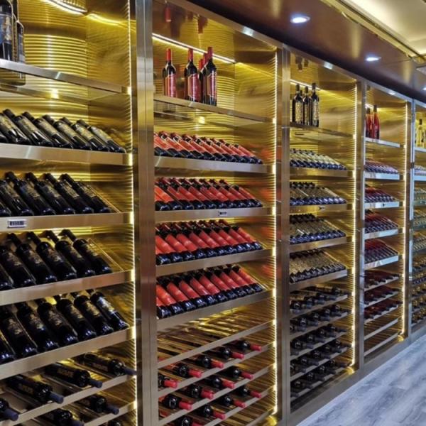 Light Luxury Stainless Steel Wine Cabinet Partition For Restaurant