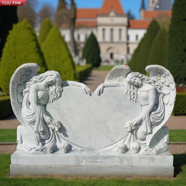 Angel Heart Monument Tombstone Double Heart Headstone