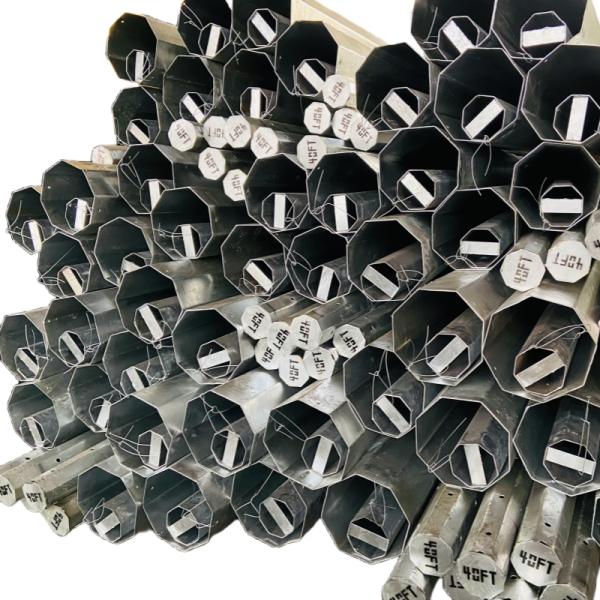 Hongxin 40FT Hot Dip Galvanized Octagonal Electric Steel Poles Stuffed With 25FT Metal Pole