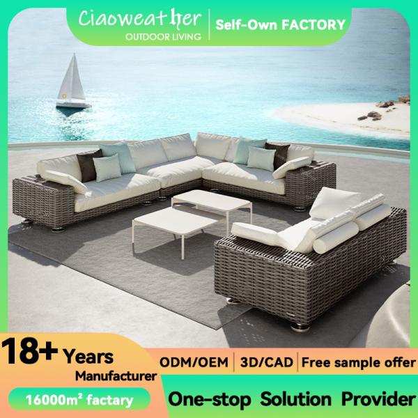 Muebles de patio modernos Sofá de jardín con marco de aluminio para asientos dobles al aire libre