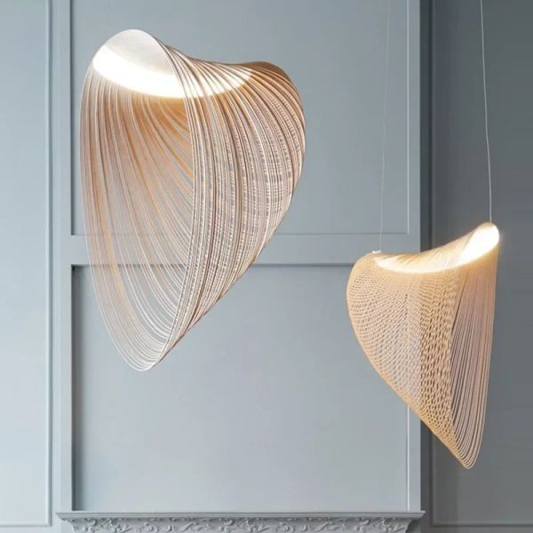 Modern Wood LED Light Pendant Lamp for Staircase Kitchen Restaurant Shop Chandelier(WH-AP-675)