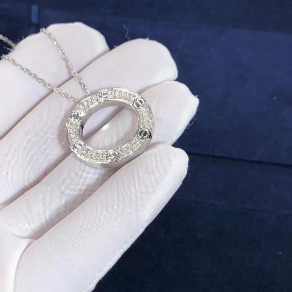 Customized Car Tier LOVE Necklace 18K White Gold VS Diamonds Paved