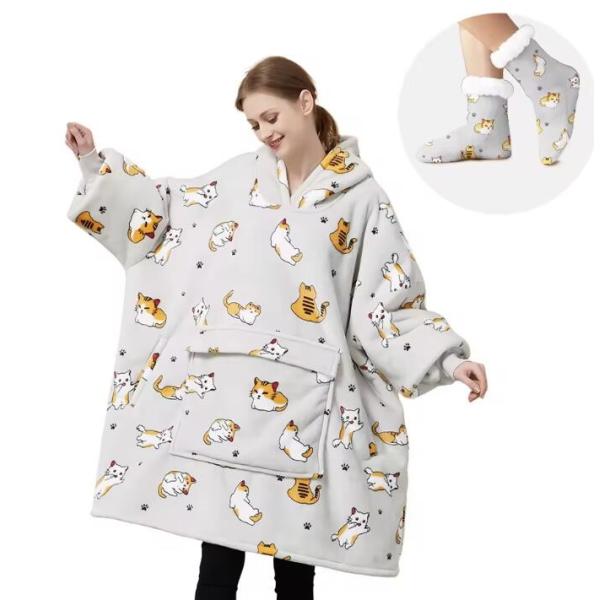 Double Pockets Oversized Hoodie Blanket Sweatshirt Extremely Warm