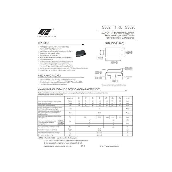 Wide Range of Applications SS320 Alloy Structure SCHOTTKY DIODE in SMA Package