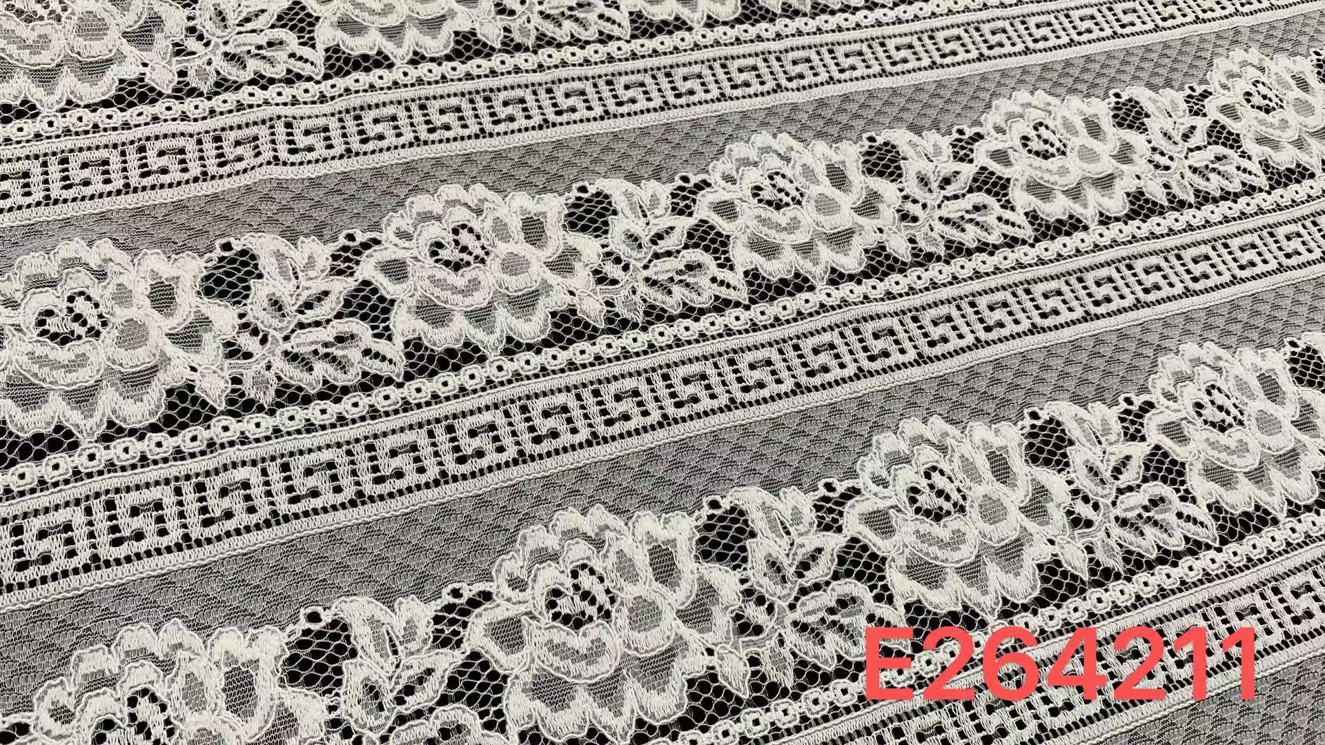 Horizontal Striped Floral Lace Fabric, Ornate Border Pattern Nylon Lace for Garment & Costume Decoration