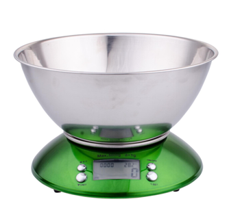 2*AAA Batería Plata 5000g Balanza de alimentos de cocina digital multifuncional con tazón Balanza de plataforma LCD de acero inoxidable portátil