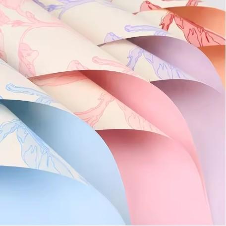 Impresión del día de San Valentín Papel de envoltura de flores de forma especial 50 g de pulpa mixta a prueba de agua