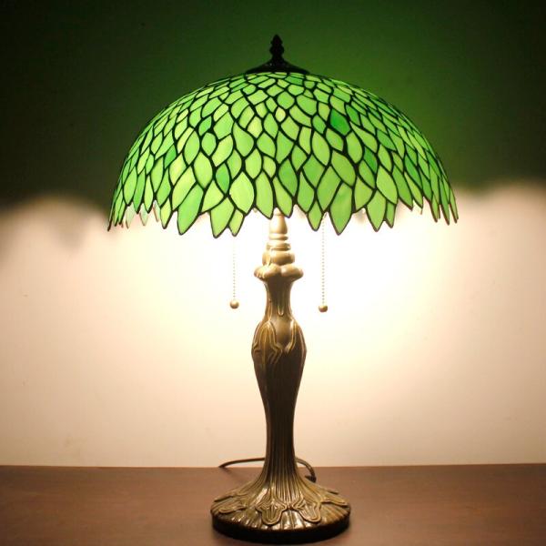 Green Leaf Stained Glass Crystal Table Light Reading Light Stained Glass Table Lamp For Living Room Indoor Bedroom Light
