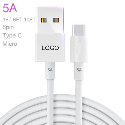 Cabo de carregamento de USB 3,0 para o branco 1M de 8 PIN Micro Type C