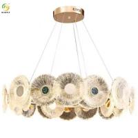 Lustres du rond K9 Crystal Hanging Light Modern Crystal d'or de Dimmable