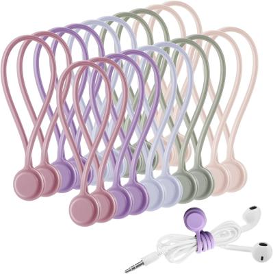 20PCS Reusable Magnetic Cable Tie With Silicone Stranding Of Magnetic Cable Manager