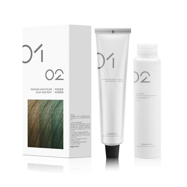 Kit de crème colorante pour cheveux à domicile sans ammoniaque avec crème pré-oxydante