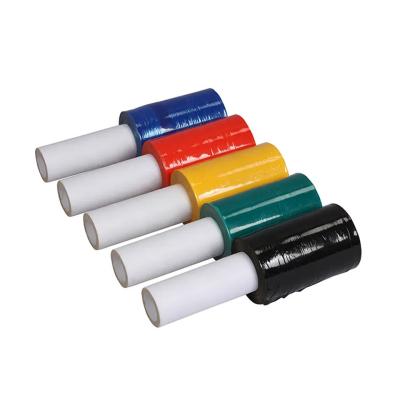 Colored Mini Handheld LLDPE Stretch Wrap Film Yellow Plastic Wrap With Handles Dispenser