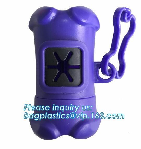 LED Flashlight Dog Waste Bag Dispenser Holder with Pet Waste Bag Poop Roll Bags, BPI ASTM D6400 EN13432 Approval Customi