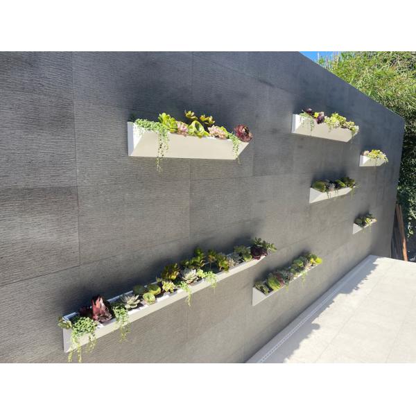 Long Square Wooden Wall Planter for Modern Succulent Display in Indoor Outdoor Garden