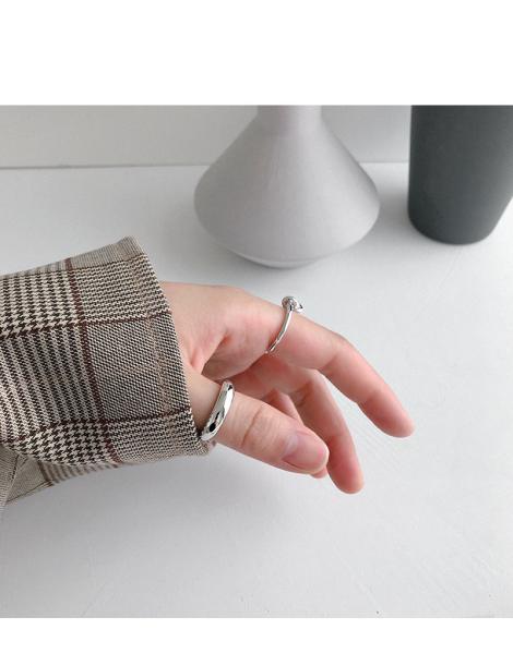 Lanciashow 925 Sterling Silver Ring Simple Geometric Shape Smooth Arc Surface