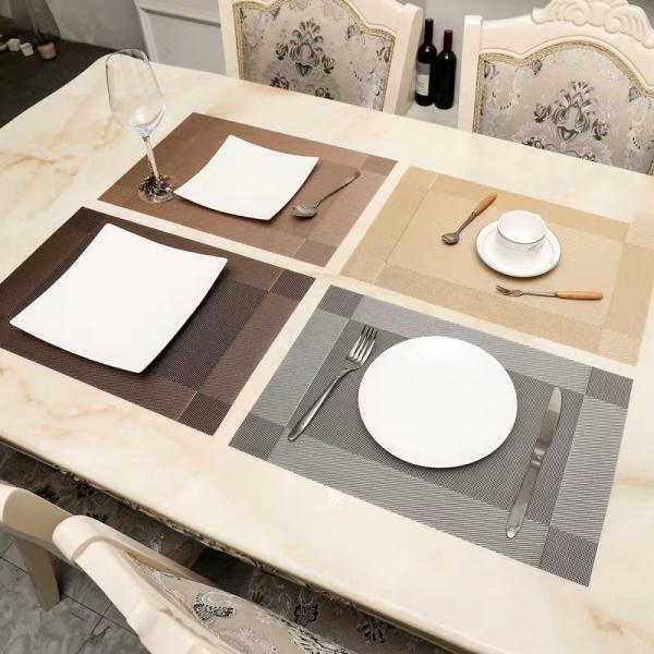 Custom Dinner Table Mat Eco Friendly Woven Non Slip Washable PVC