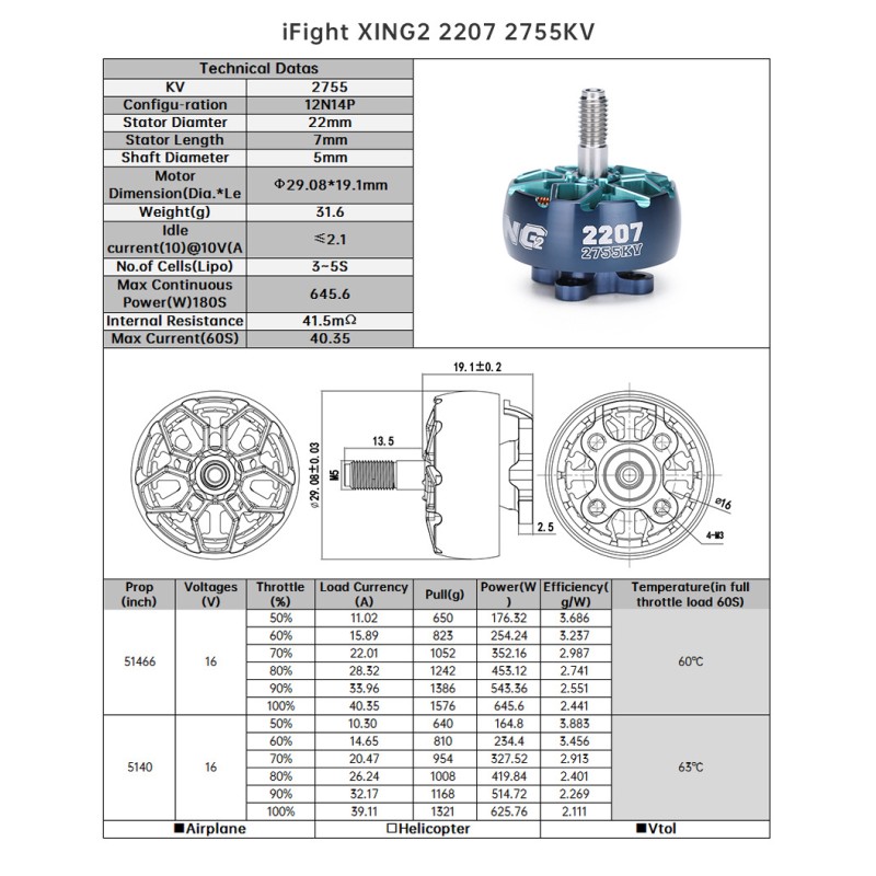 IFLIGHT Xing2 2207 Racing FPV Flying Machine Aviation Aluminum Double Bearing with Brushless Motor Power for FPV Droe