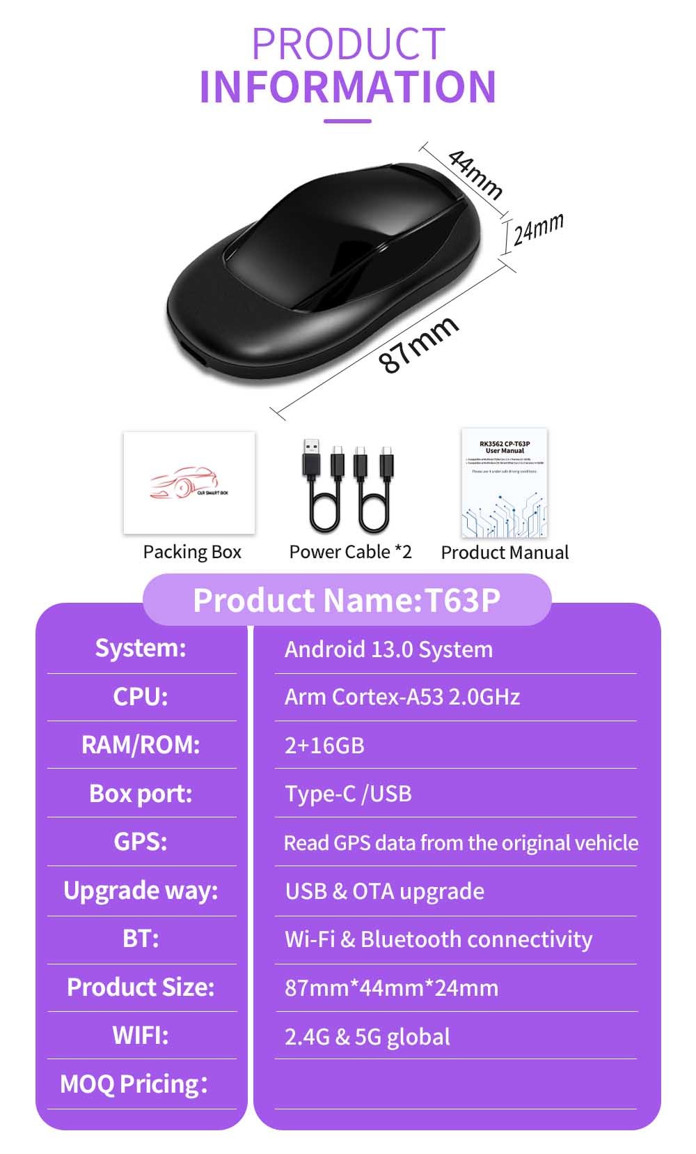 Customized Multimedia Box Car Play Porsche Android Auto USB Plug And Play