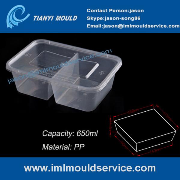 disposable 2 compartment plastic thin wall food container mould with 650ml