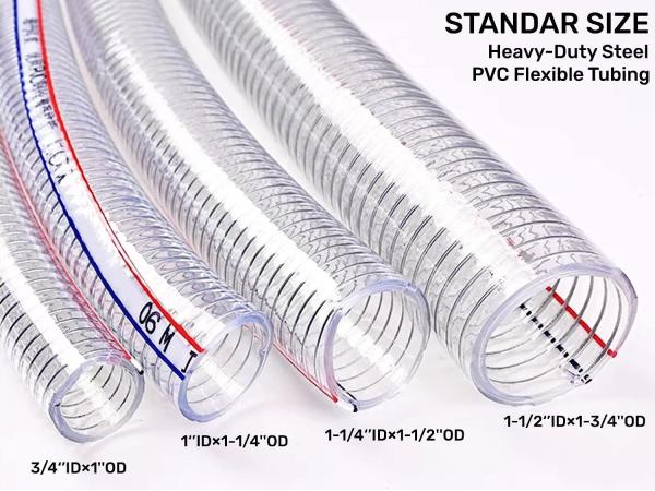 Steel Wire Suction PVC Flexible Tubing High Pressure UV Chemical Resistant Thick Vinyl Hose Tube, 10 FT