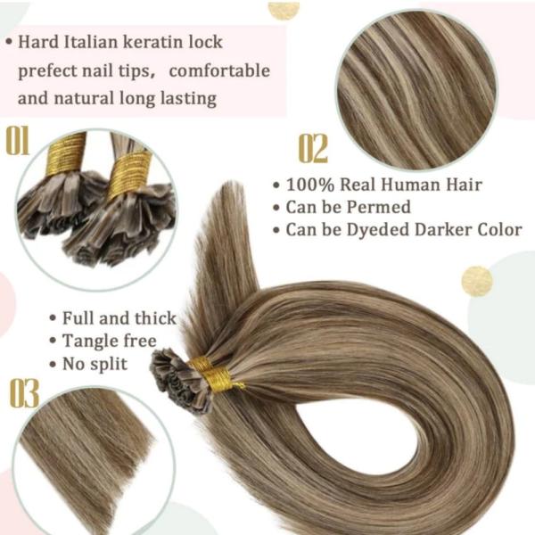 Customized Request 100% Human Hair Ponytail U Tip Hair Extension Nail Prebonded Hair