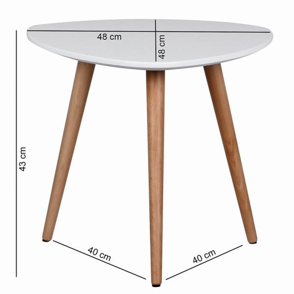 White Round Solid Beech Wood Coffee Table MDF Top