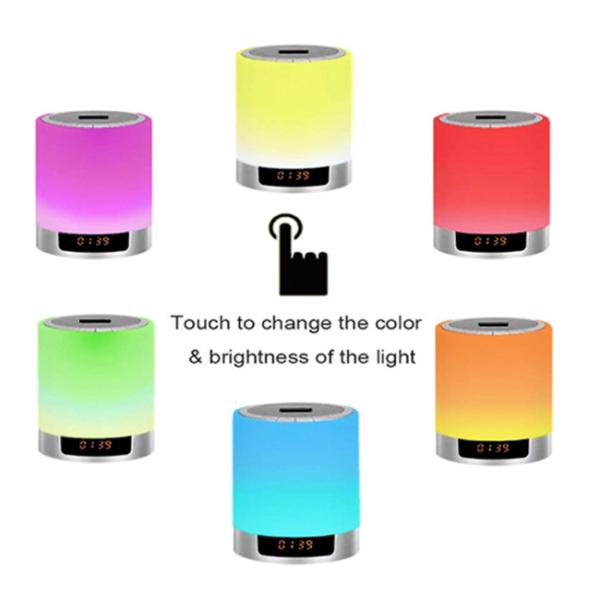 Wireless LED Light Bluetooth Speaker with Digital Alarm Clock FM Radio