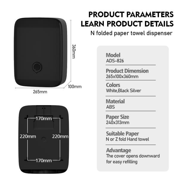Wall Mounted ABS Plastic Paper Towel Dispenser 265x100x360mm For Home Hotel Bathroom Kitchen