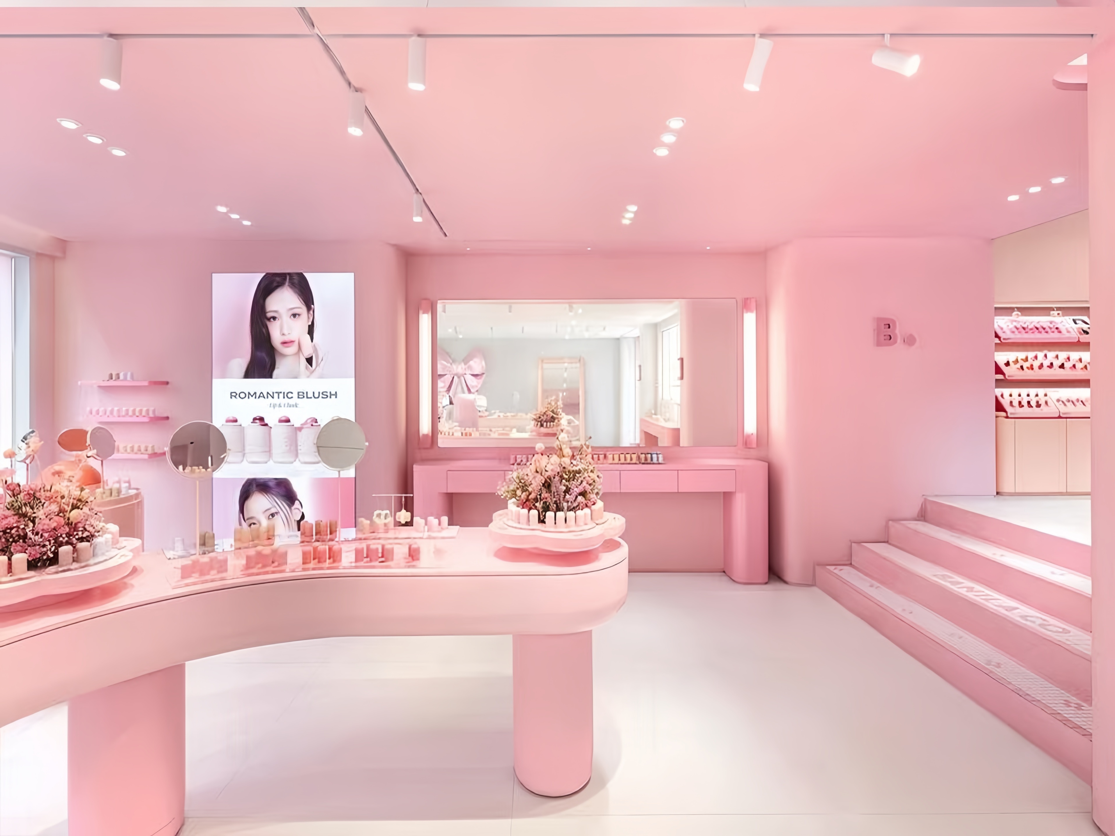 Duty Free Retail Makeup Display Cabinet Cosmetics Skincare Pop Up Exhibition Stand