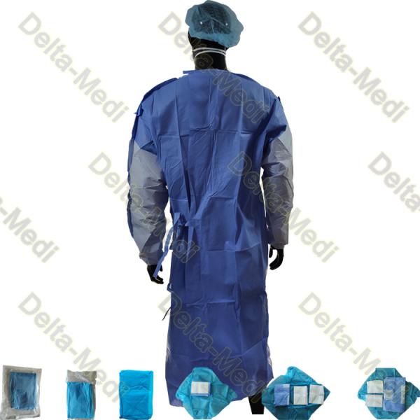 SMS 45g Hospital Sterile Nonwoven Surgical Gown Reinforced Disposable