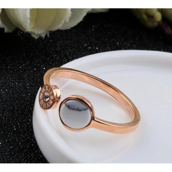 316L Steel 18k Real Gold Shell Opening Ring Jewelry Roman Number Diamond Finger Rings