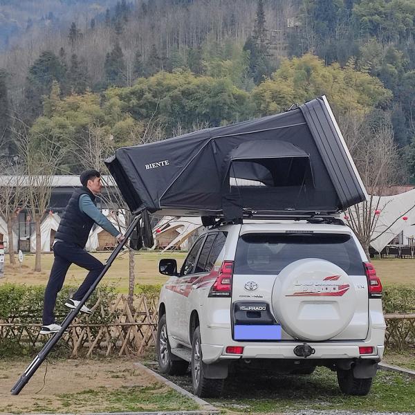 3-4 Person 1.9M Width Hard Shell Roof Top Tent with 320G Polyester for Outdoor Camping