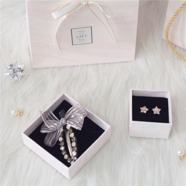 Biodegradable Jewelry Box Packaging Pink Color Print Wedding Support
