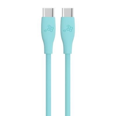 Câble USB-C vers USB-C turquoise au design élégant avec motifs floraux délicats OEM CC60W/CL27W Sortie 3A