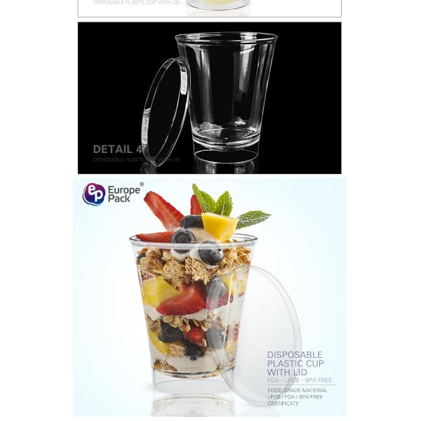 Party supplies new products clear 300ml plastic cup disposable cup with lid