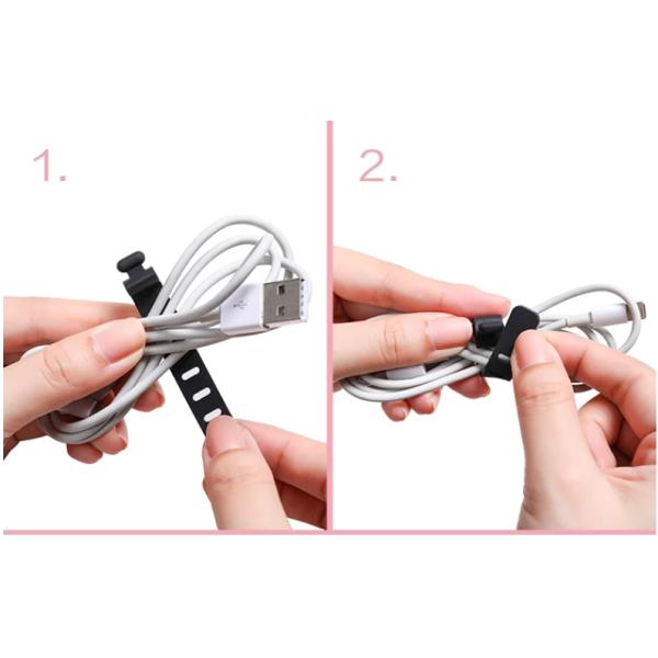 Colorful Silicone Strap Cable Holder Organizer for Moulding Food Grade USB Cables