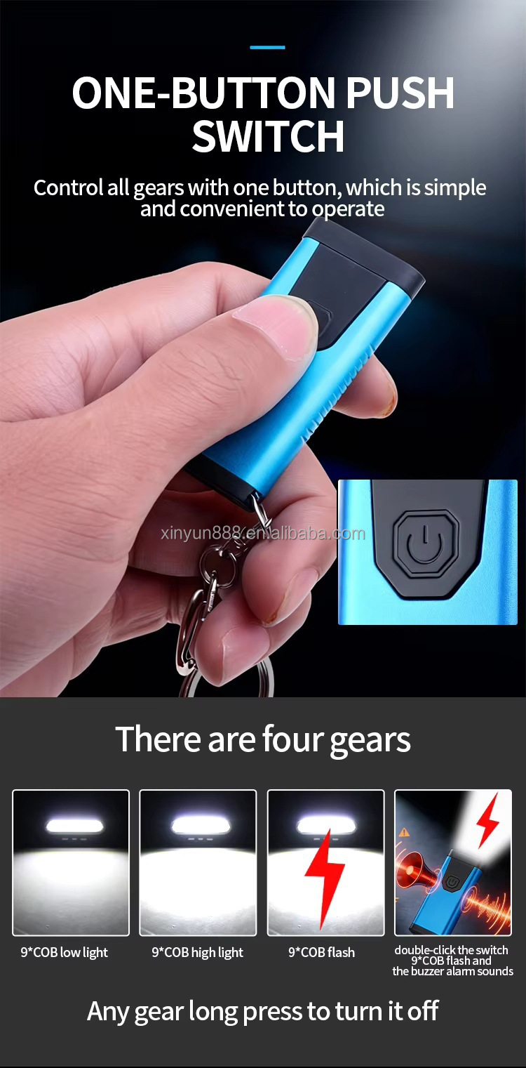 2026 New Ultra-thin COB Flashlight, USB Rechargeable Mini Keychain Lamp, Portable EDC Emergency Work Light