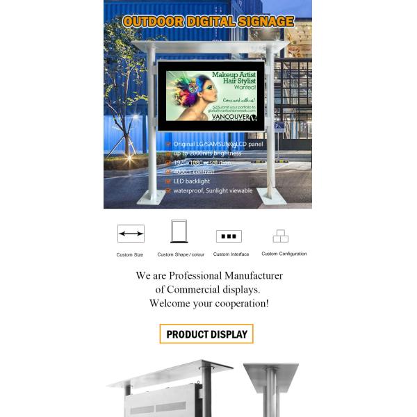 Разрешение 1920x1080 Внешний цифровой дисплей Знаки 55' 'Поверхность стоящего наружного тотема
