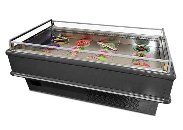 Static Cooling Supermarket Open Top Island Freezer With Sliding Door