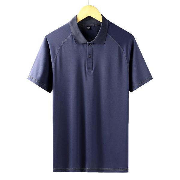 Summer Middle Aged Business Lapel T Shirt Ice Silk Quick Dry T Shirt For Man