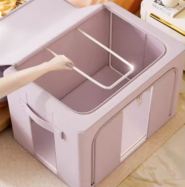 Hot Selling Cotton Fabric Storage Box Foldable Rectangle Clothes Containers for Wardrobe Organizer