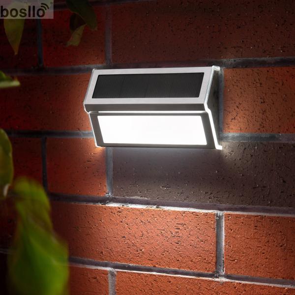 Lâmpadas de parede solares de aço inoxidável IP55 resistentes à água Iluminação solar de jardim montada na parede