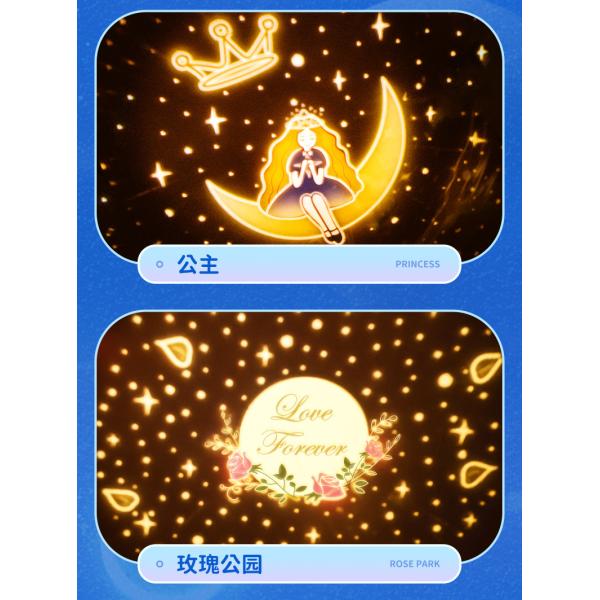 2022 Christmas Gift Dream Rolling Huts Projector Lamp With Wireless Speaker 360 Degree Rotation 12 Projection Films Cust