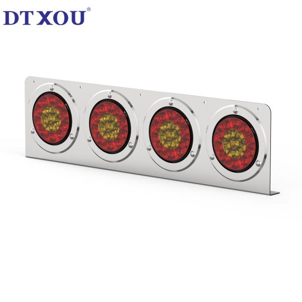 Universal TRUCK 4-Inch LED Rear Tail Light Assembly on 4-Hole Stainless Steel Bracket