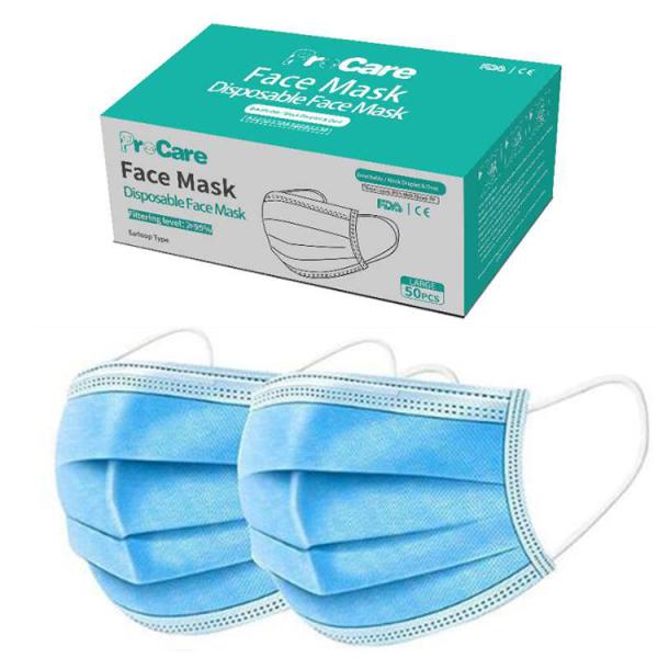 3 Ply Disposable Earloop Face Mask Personal Care For Outdoor Indoor Industrial Usage